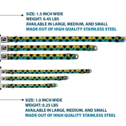 Dog Bone Seatbelt Buckle Collar - Plaid X Gradient Black/Orange/Green/Blue