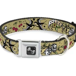 Dog Bone Seatbelt Buckle Collar - Lucky Tan