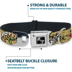 Dog Bone Seatbelt Buckle Collar - Lucky Tan