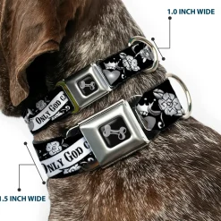 Dog Bone Seatbelt Buckle Collar - Only God Can Judge Me Black/White