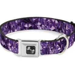 Dog Bone Seatbelt Buckle Collar - Crystals Purples