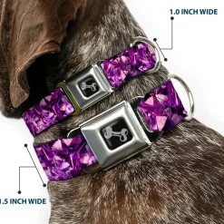 Dog Bone Seatbelt Buckle Collar - Crystals Purples