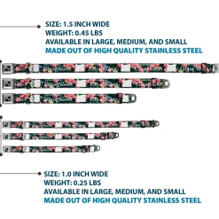 Dog Bone Seatbelt Buckle Collar - Oregon Silhouette/PORTLAND OREGON-CITY OF ROSES Roses/White