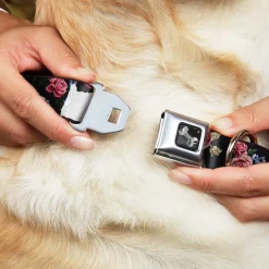 Dog Bone Seatbelt Buckle Collar - Oregon Silhouette/PORTLAND OREGON-CITY OF ROSES Roses/White