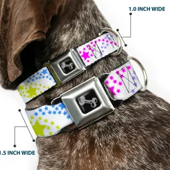 Dog Bone Seatbelt Buckle Collar - Falling Stars White/Multi Color