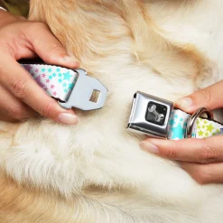 Dog Bone Seatbelt Buckle Collar - Falling Stars White/Multi Color