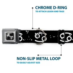 Dog Bone Seatbelt Buckle Collar - Zodiac Cancer Symbol/Constellations Black/White