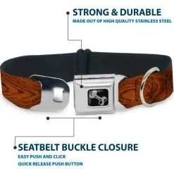 Dog Bone Seatbelt Buckle Collar - Wood Grain Cherry Wood