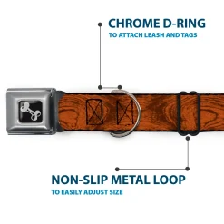 Dog Bone Seatbelt Buckle Collar - Wood Grain Cherry Wood