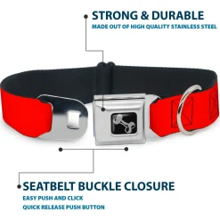 Dog Bone Seatbelt Buckle Collar - Red