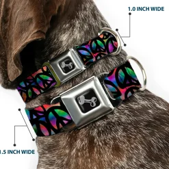 Dog Bone Seatbelt Buckle Collar - Peace Psychedelic