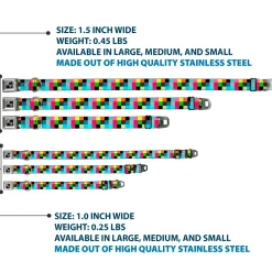 Dog Bone Seatbelt Buckle Collar - Checker Bright Pastel