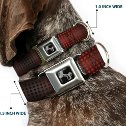 Dog Bone Seatbelt Buckle Collar - Micro Polka Dots Transitions Black/Red