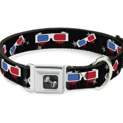 Dog Bone Seatbelt Buckle Collar - 3-D Glasses Dripping w/Stars