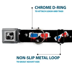 Dog Bone Seatbelt Buckle Collar - 3-D Glasses Dripping w/Stars