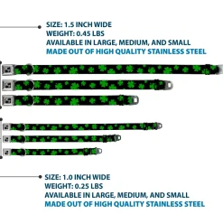 Dog Bone Seatbelt Buckle Collar - St. Pat's Clovers Scattered2 Black/Green