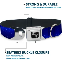 Dog Bone Seatbelt Buckle Collar - Galaxy Arch Blues/White