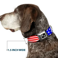 Dog Bone Seatbelt Buckle Collar - Americana Stars & Stripes2 Red/White/Blue