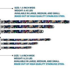 Dog Bone Seatbelt Buckle Collar - Astronaut Cats in Space/Rainbows/Stars