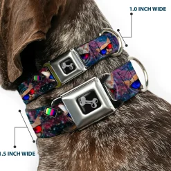 Dog Bone Seatbelt Buckle Collar - 3-D TV Cats in Space