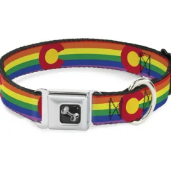 Dog Bone Seatbelt Buckle Collar - Colorado Flags2 Pride