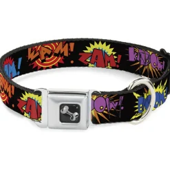 Dog Bone Seatbelt Buckle Collar - Sound Effects Black/Multi Color