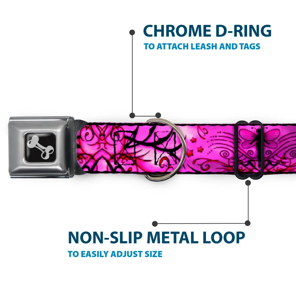 Dog Bone Seatbelt Buckle Collar - TJ-Fairy Pink Swirl
