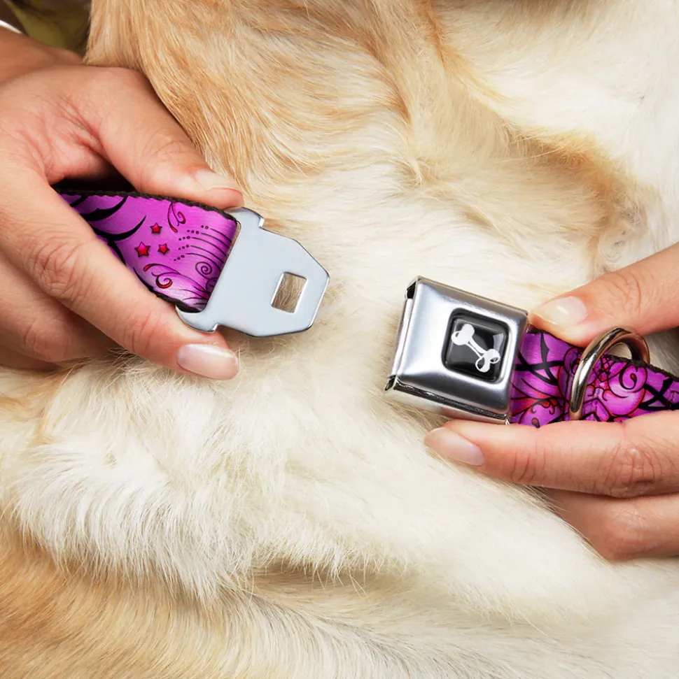 Dog Bone Seatbelt Buckle Collar - TJ-Fairy Pink Swirl