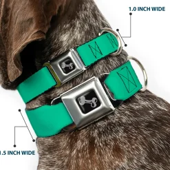 Dog Bone Seatbelt Buckle Collar - Solid Rainforest Green