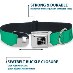 Dog Bone Seatbelt Buckle Collar - Solid Rainforest Green