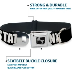 Dog Bone Seatbelt Buckle Collar - New York's Five Burroughs Bold Black/White