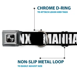 Dog Bone Seatbelt Buckle Collar - New York's Five Burroughs Bold Black/White