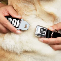 Dog Bone Seatbelt Buckle Collar - New York's Five Burroughs Bold Black/White