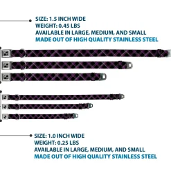 Dog Bone Seatbelt Buckle Collar - Plaid Black/Purple/Gray