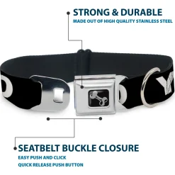 Dog Bone Seatbelt Buckle Collar - YOLO Black/White