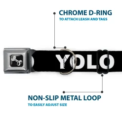 Dog Bone Seatbelt Buckle Collar - YOLO Black/White