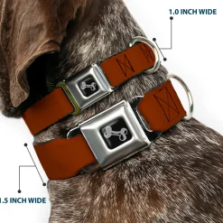 Dog Bone Seatbelt Buckle Collar - Brown