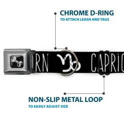 Dog Bone Seatbelt Buckle Collar - Zodiac CAPRICORN/Symbol Black/White