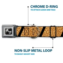 Dog Bone Seatbelt Buckle Collar - Leopard Brown/Black Slash
