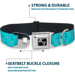 Dog Bone Seatbelt Buckle Collar - Anchor2/Helm Monogram Blues