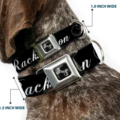 Dog Bone Seatbelt Buckle Collar - RACKS ON RACKS Black/White
