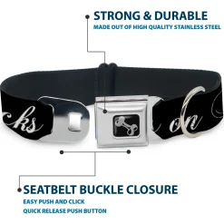 Dog Bone Seatbelt Buckle Collar - RACKS ON RACKS Black/White