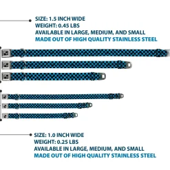 Dog Bone Seatbelt Buckle Collar - Checker Weathered Black/Turquoise