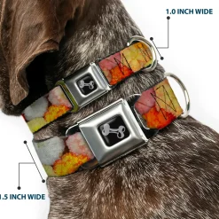 Dog Bone Seatbelt Buckle Collar - Vivid Floral Collage2 Yellows/Pinks/Oranges