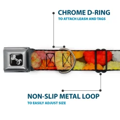 Dog Bone Seatbelt Buckle Collar - Vivid Floral Collage2 Yellows/Pinks/Oranges