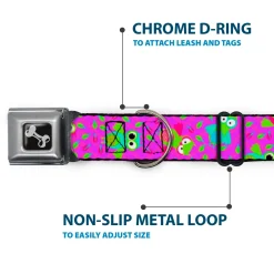 Dog Bone Seatbelt Buckle Collar - Flying Owls w/Leaves Purple/Multi Color