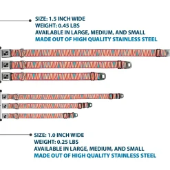 Dog Bone Seatbelt Buckle Collar - Zig Zag Doodle Red/Tan/Blues/Orange