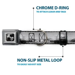 Dog Bone Seatbelt Buckle Collar - Vivid SANTA MONICA Pier Skyline Grays/White