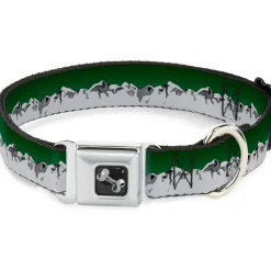 Dog Bone Seatbelt Buckle Collar - Colorado Mountains Green/Grays