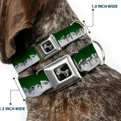 Dog Bone Seatbelt Buckle Collar - Colorado Mountains Green/Grays